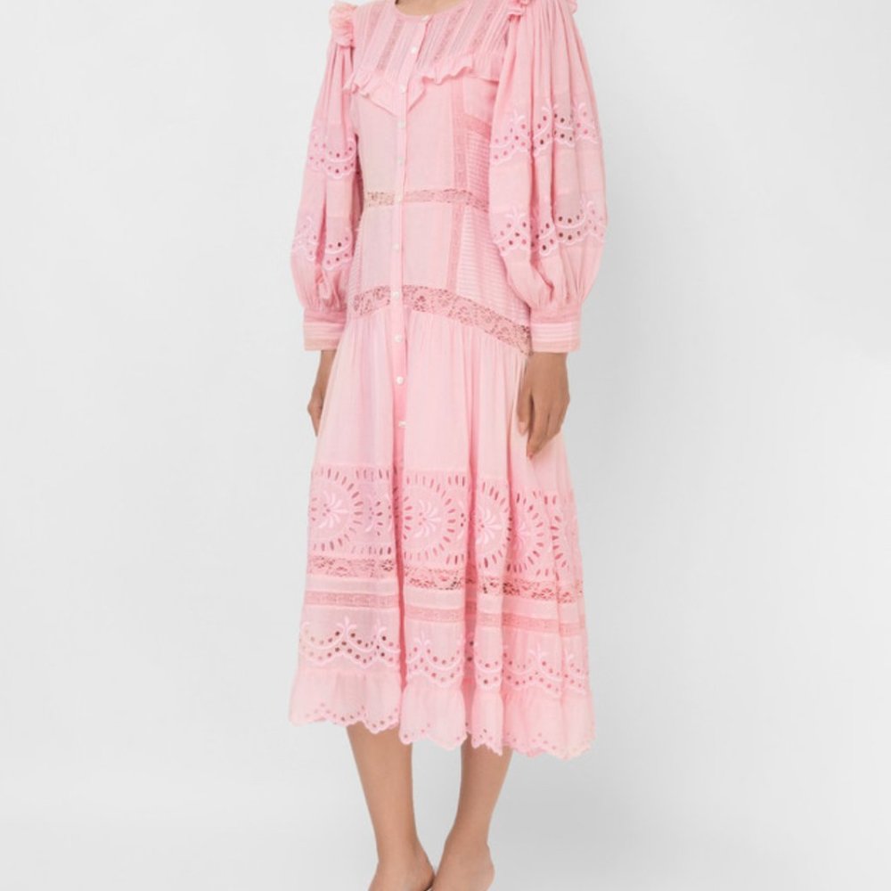Love Shack Fancy Pink Eyelet Dress - Picture 3 of 4